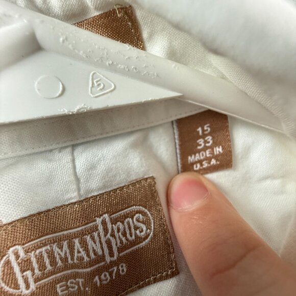 Gitman Bros *** Pinpoint Cotton Oxford 15 33 Point USA White Long Sleeve Men - Picture 12 of 16